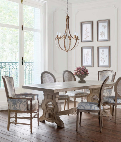French Country Farmhouse Chandelier in Antique Gold Iron - Nuvé