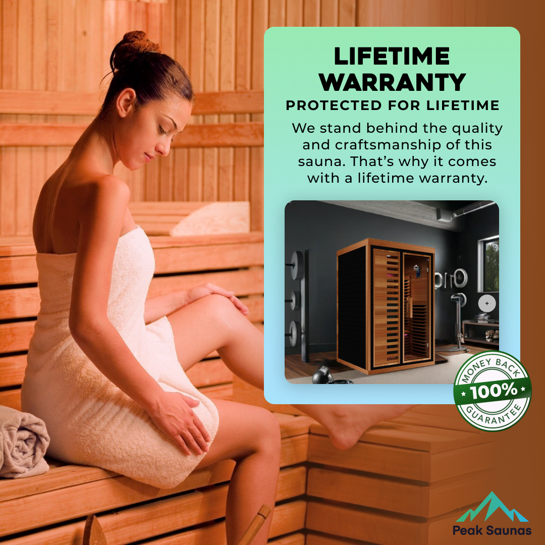 Peak Saunas Fuji 2-Person Full Spectrum Infrared Sauna with XL Medical-Grade Red Light Therapy & Smart WiFi App Control - Nuvé