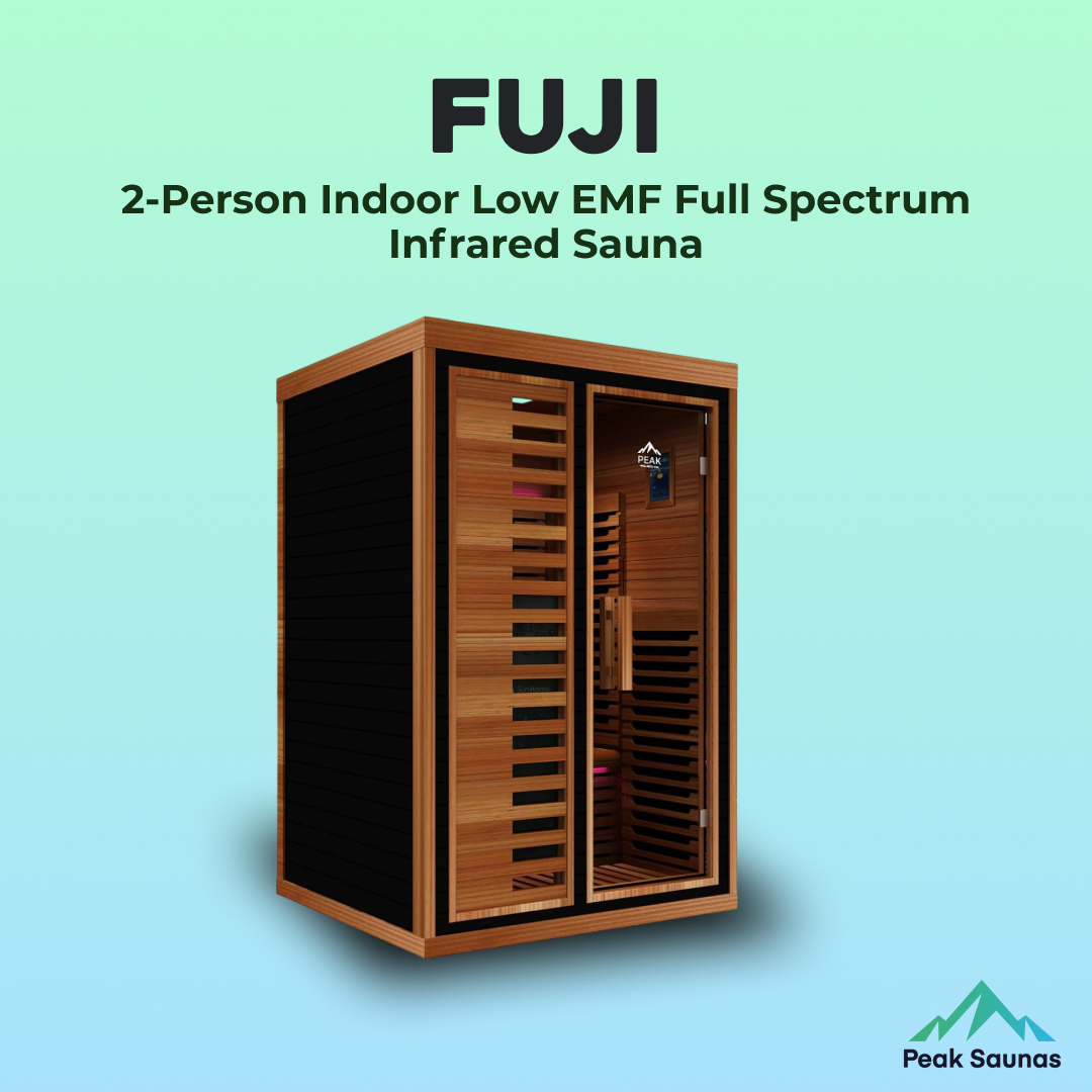 Peak Saunas Fuji 2-Person Full Spectrum Infrared Sauna with XL Medical-Grade Red Light Therapy & Smart WiFi App Control - Nuvé