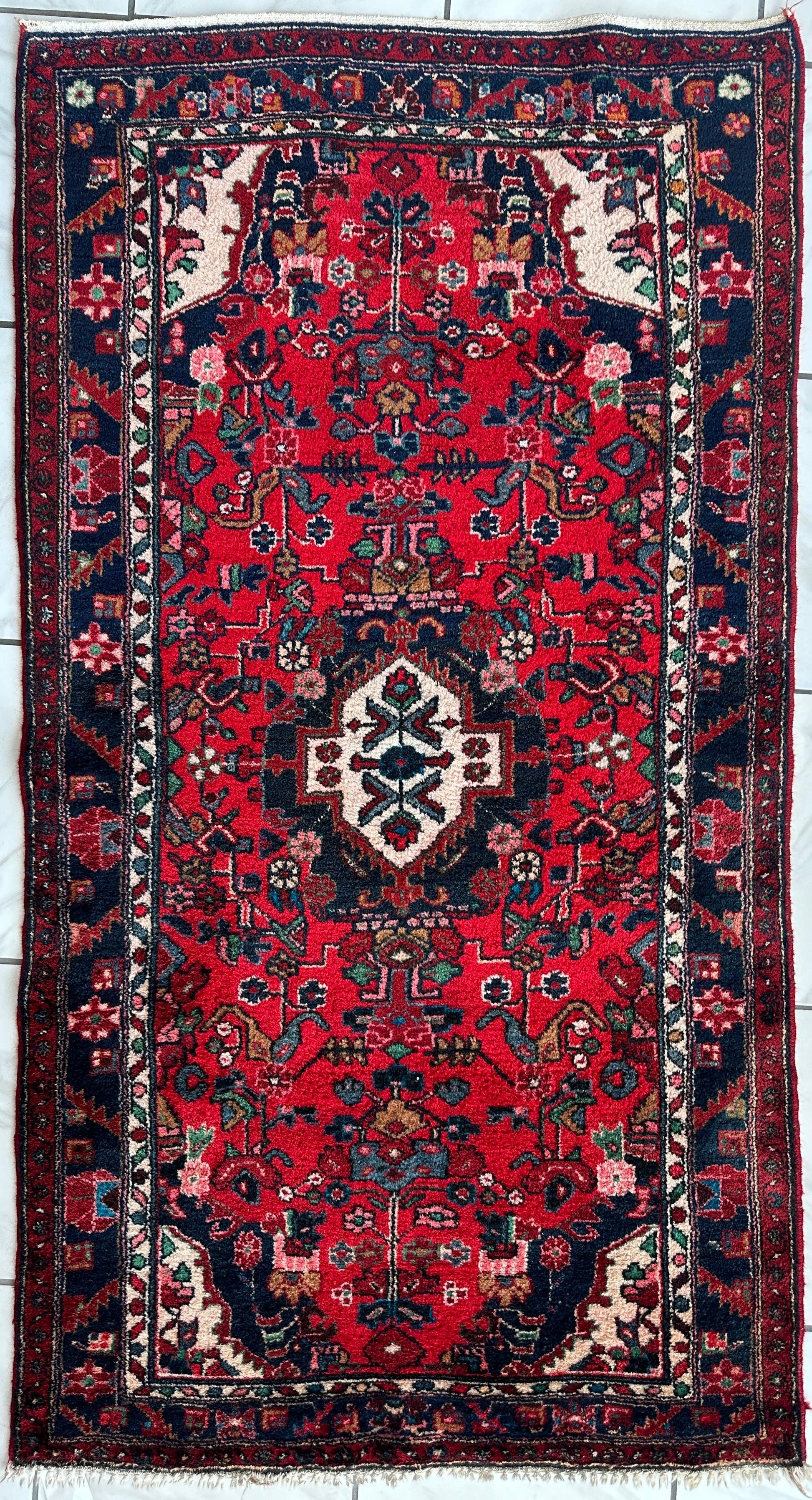 Hand-knotted Persian Hamadan wool Rug 3’8” x 6’4” - Nuvé