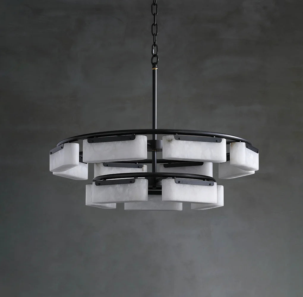 Rectangle Fusion Alabaster Chandelier