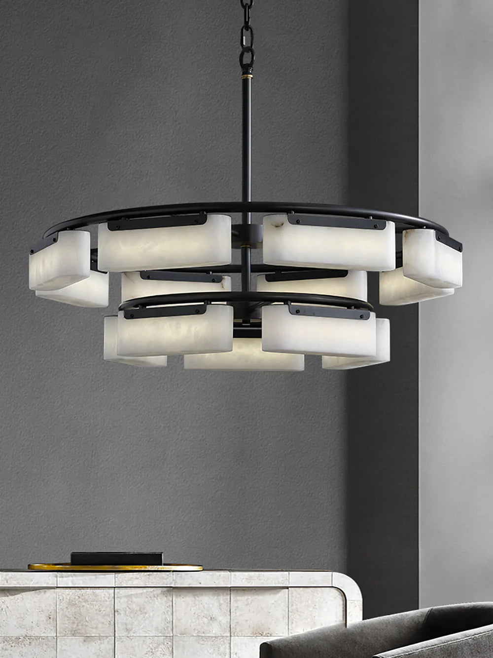 Alabaster Fusion Black Chandelier - Nuvé
