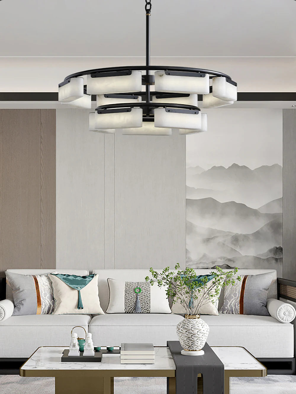 Alabaster Fusion Black Chandelier - Nuvé