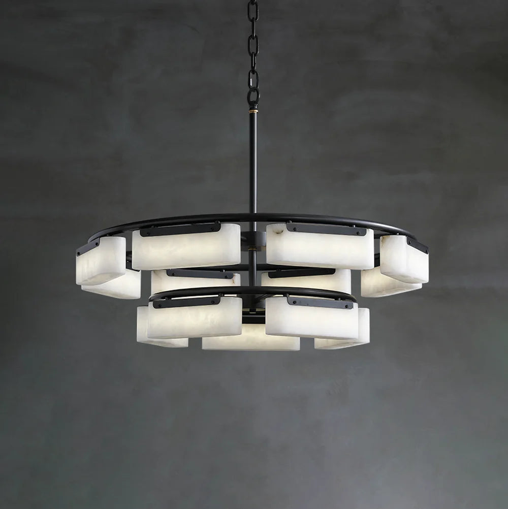 Rectangle Fusion Alabaster Chandelier