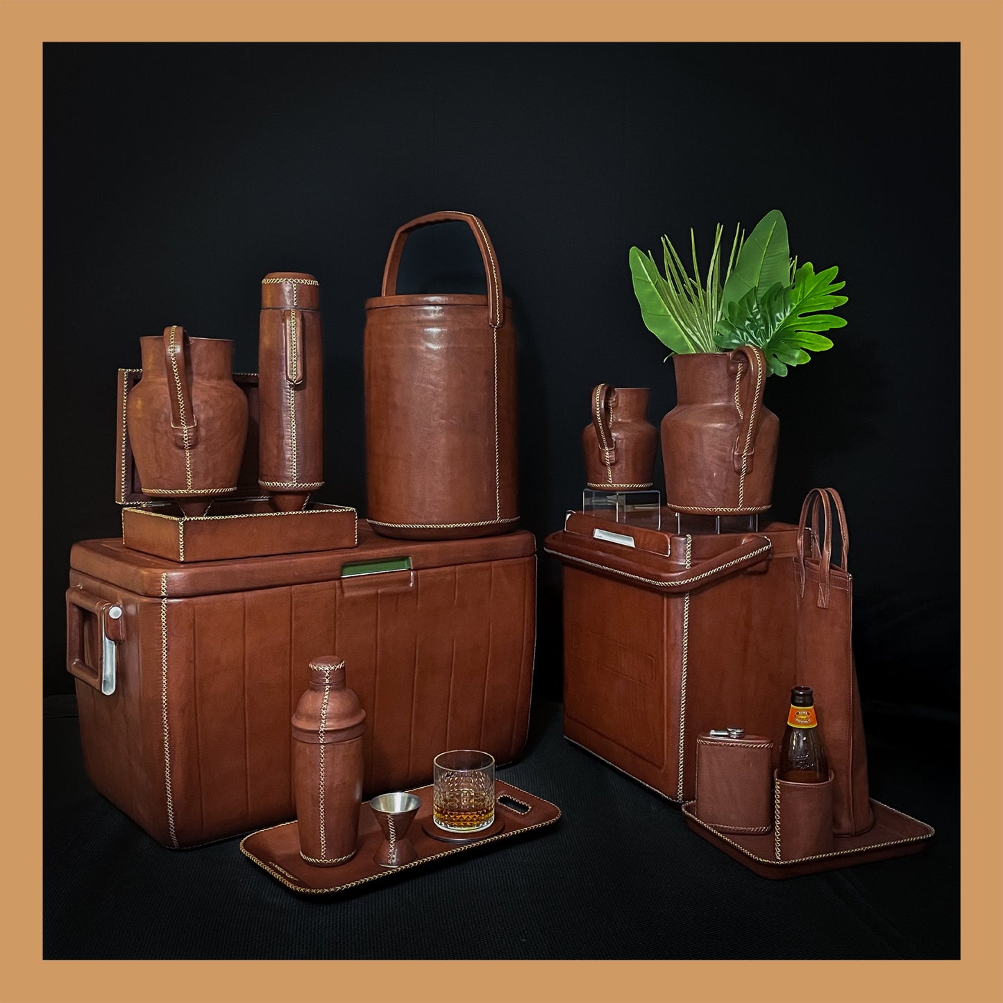 La Fiesta | Tall Leather Cooler with Handle (18Q) - Nuvé