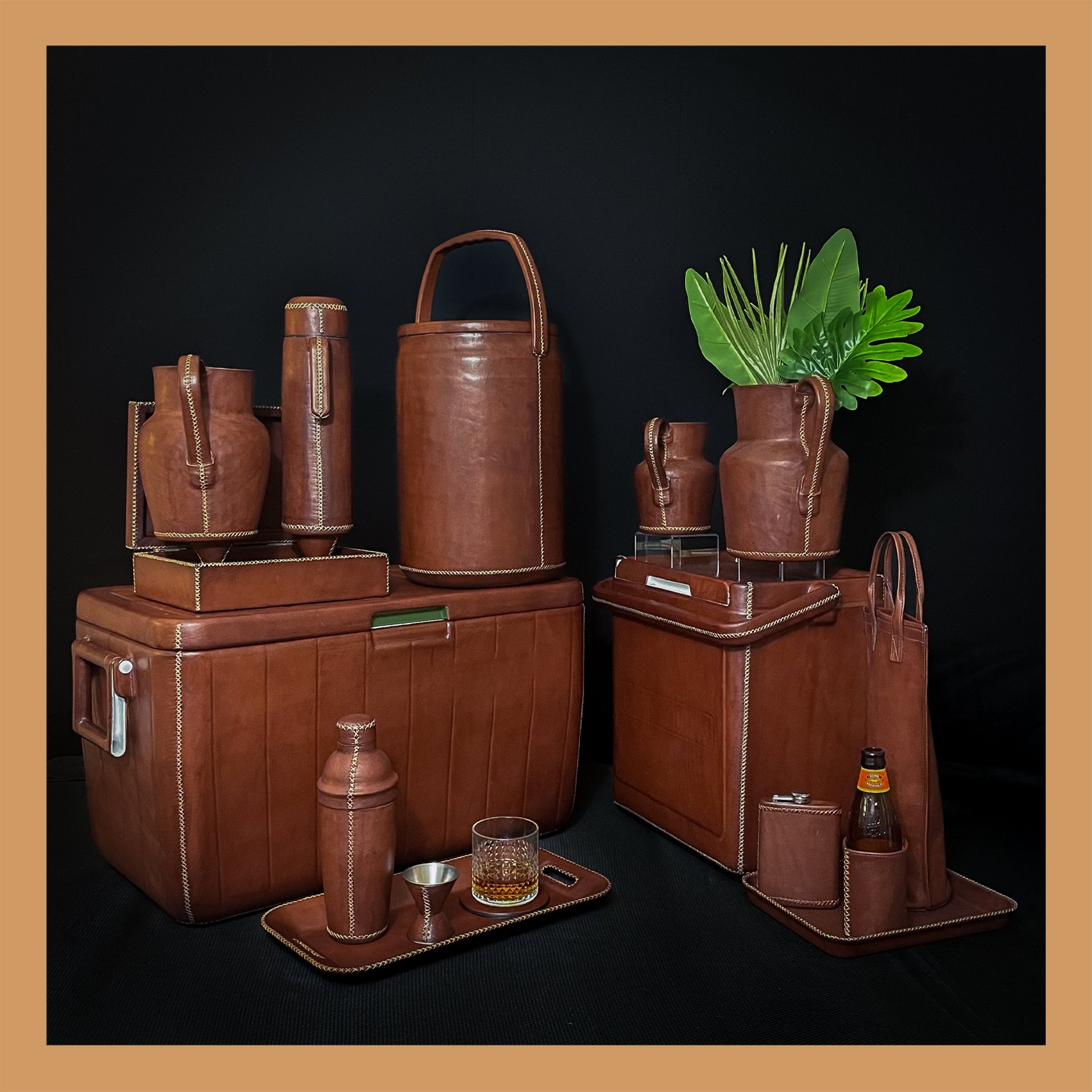 La Fiesta | Tall Leather Cooler with Handle (18Q) - Nuvé