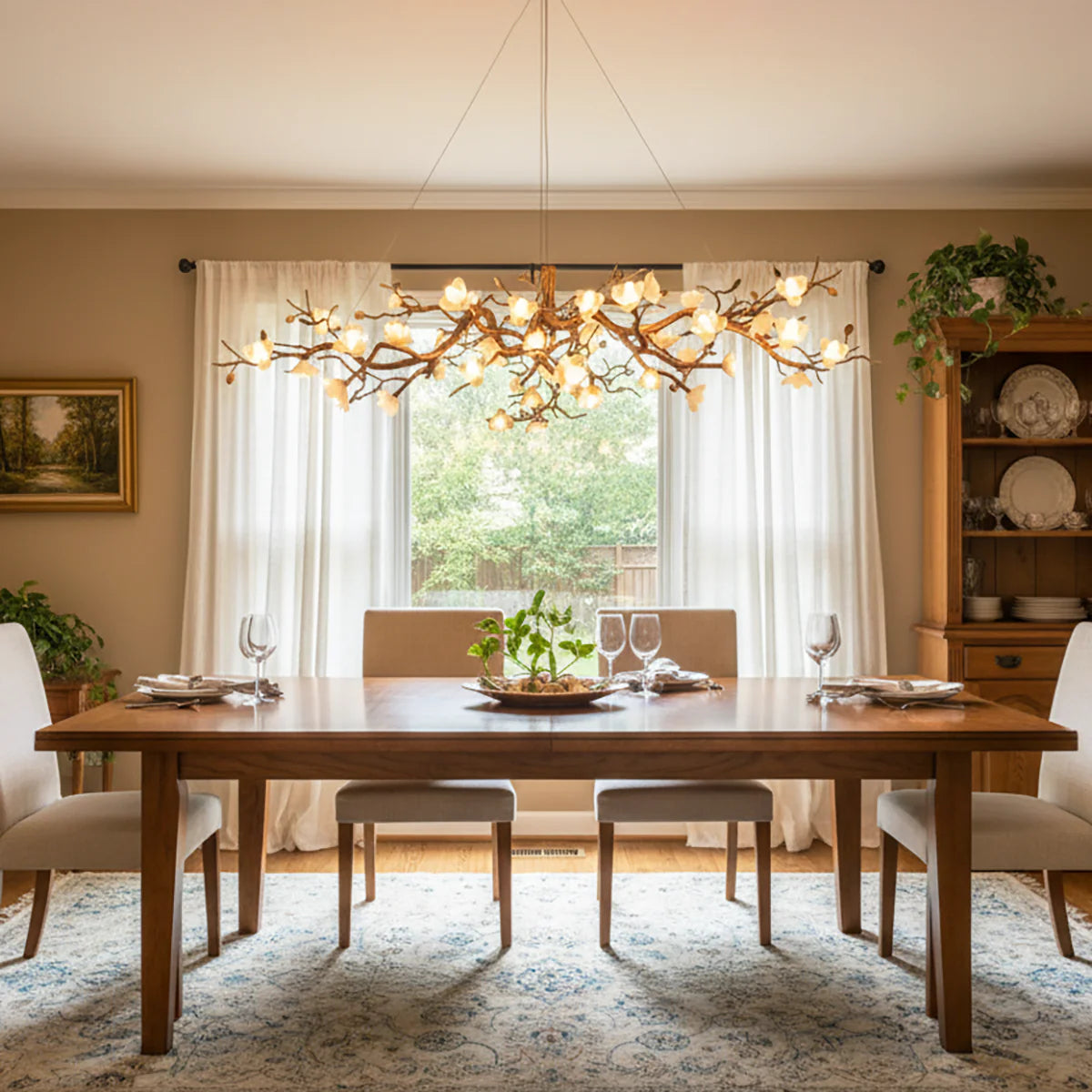 Flower Bloom Branch Brass Chandelier