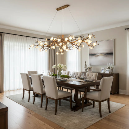 Flower Bloom Branch Brass Chandelier