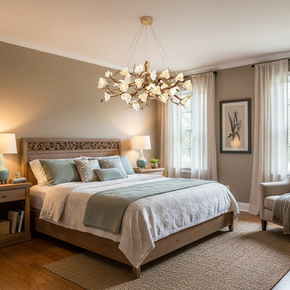 Flower Bloom Branch Brass Chandelier