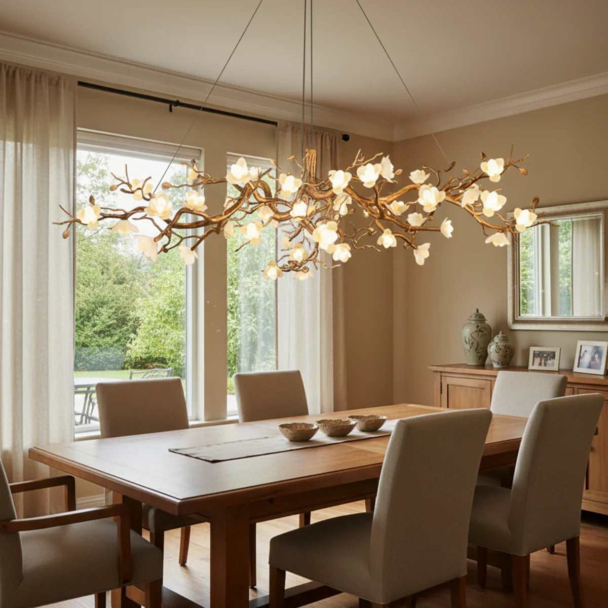 Flower Bloom Branch Brass Chandelier