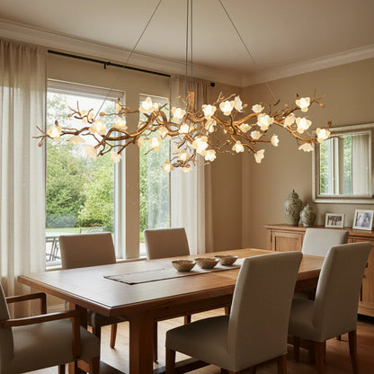 Flower Bloom Branch Brass Chandelier