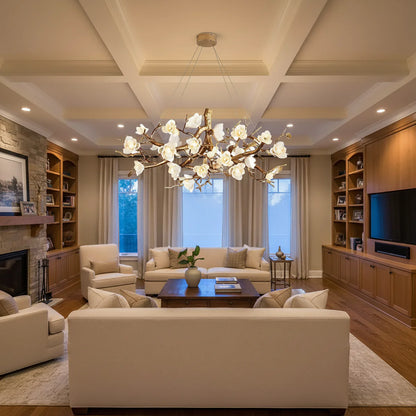 Flower Bloom Branch Brass Chandelier