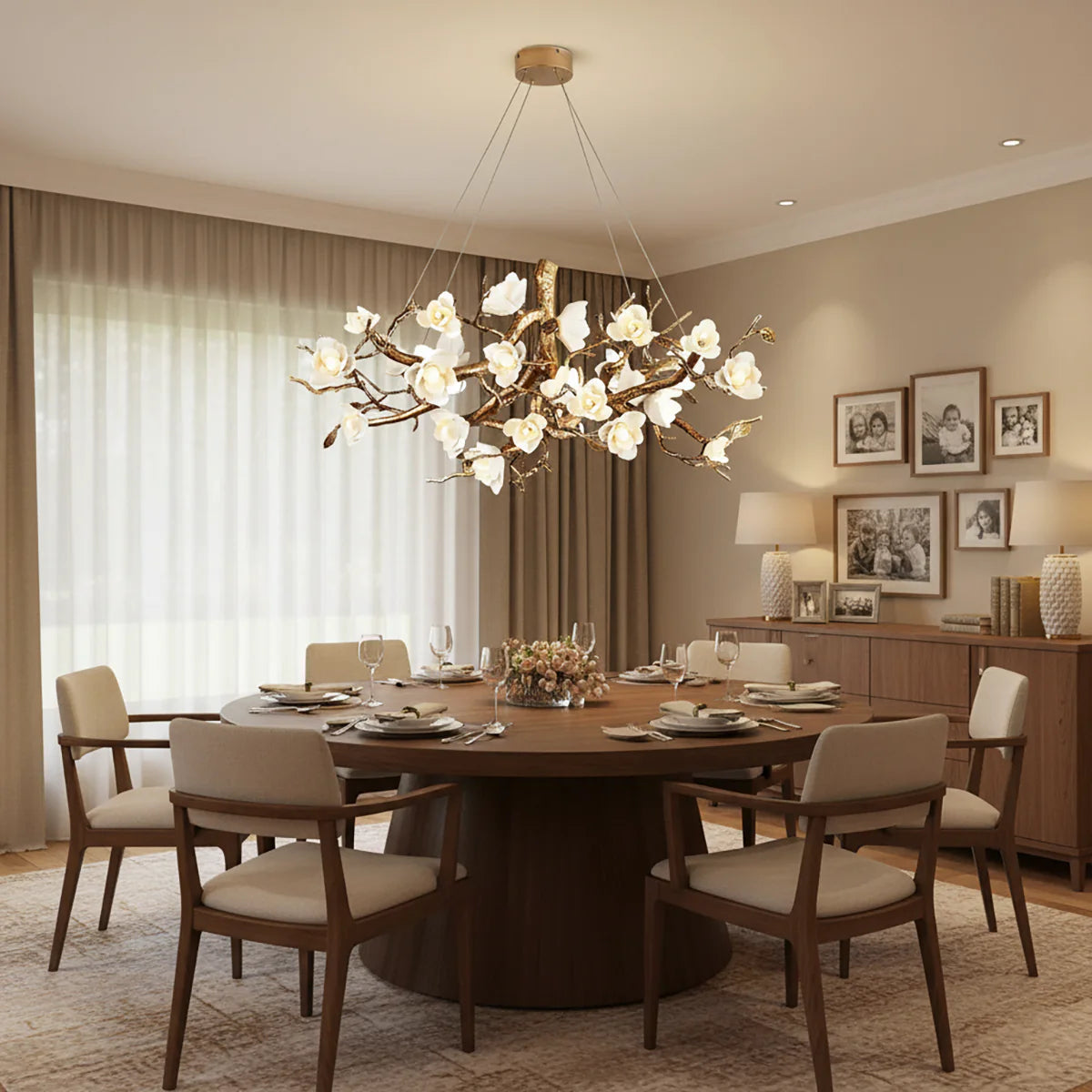 Flower Bloom Branch Brass Chandelier