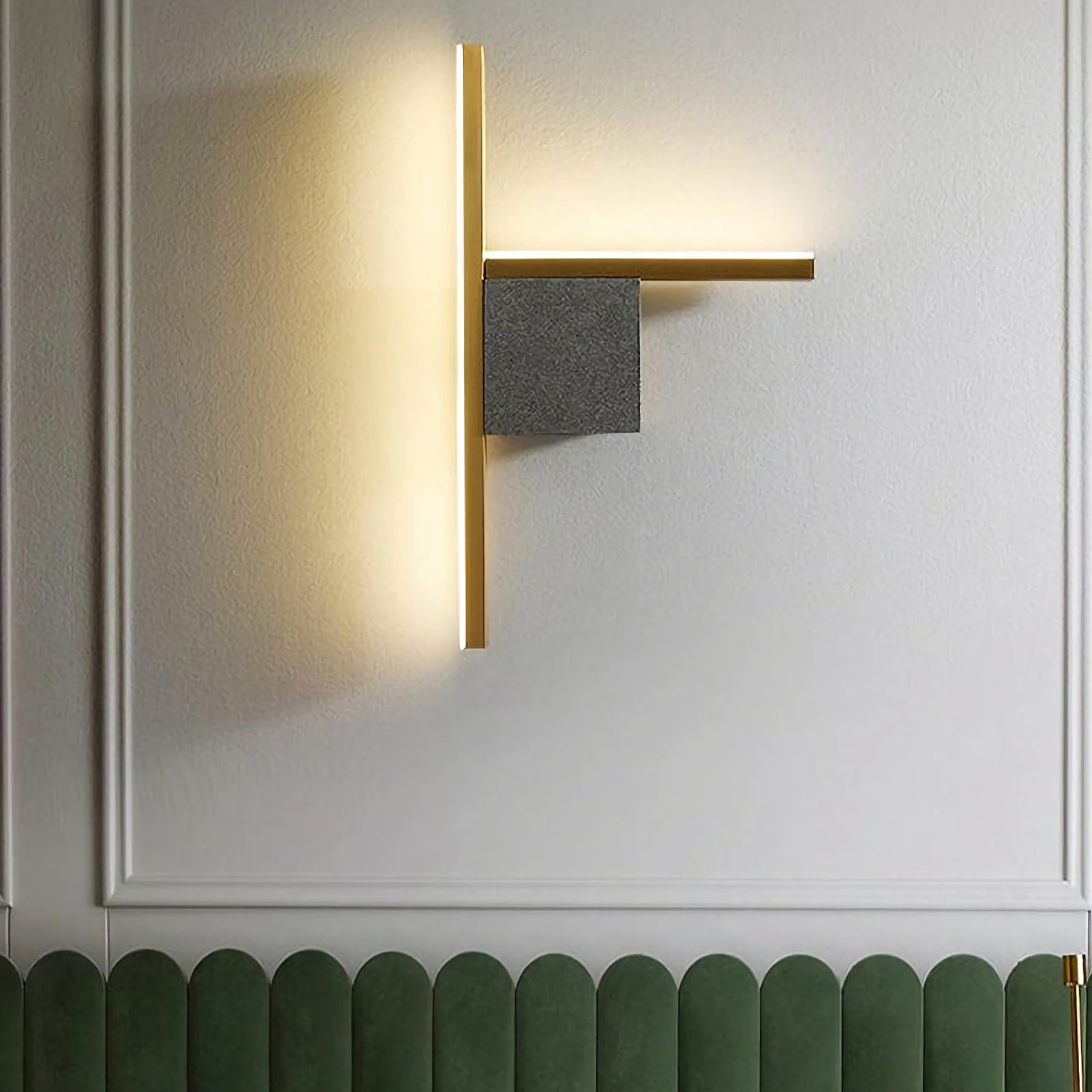 Geometric acrylic wall lamp by Korewolamp, Almost Essence wall sconce with modern design and sleek geometric shape.