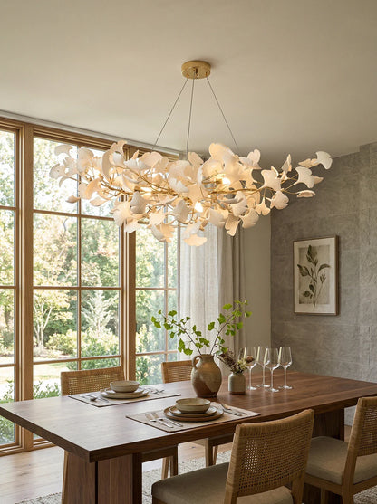 Gingko Ceramic Chandelier B by Korewolamp featuring a modern ceramic design with multiple light bulbs for ambient lighting.