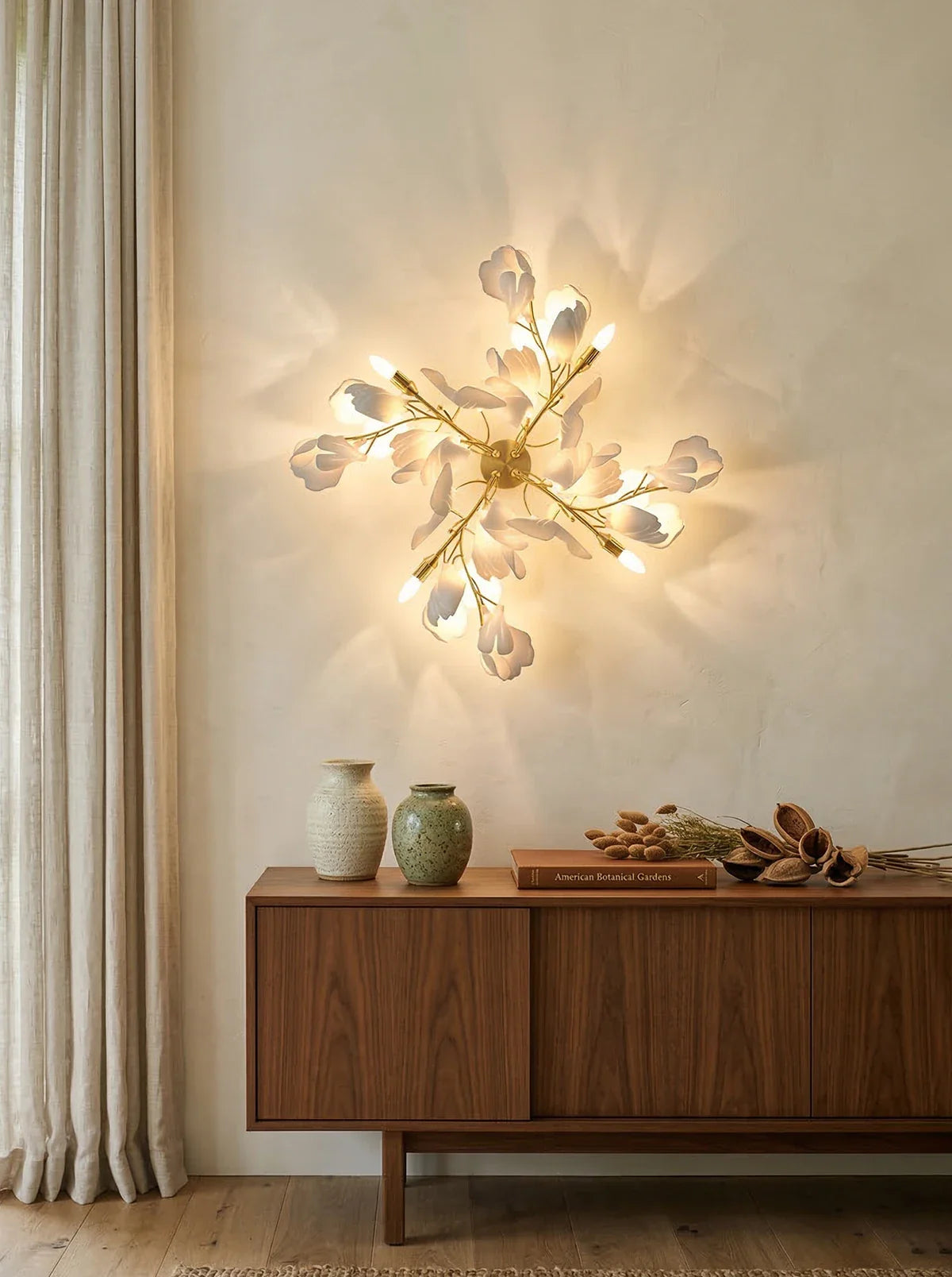 Gingko flowers wall lamp by korewolamp featuring a decorative design with warm lighting and botanical ginkgo leaf motifs.