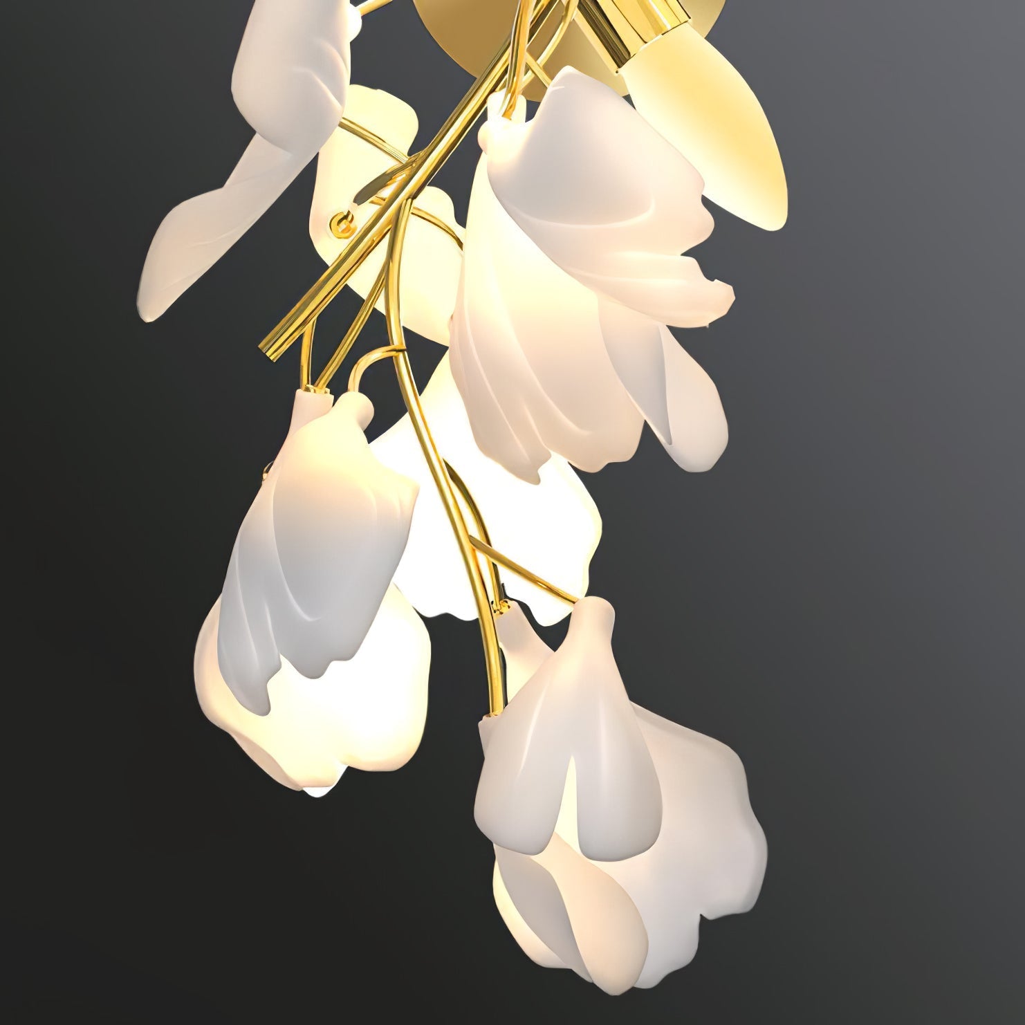 Korewolamp Gingko Flowers Wall Lamp with decorative ginkgo leaf design in warm lighting, ideal for ambient home decor.