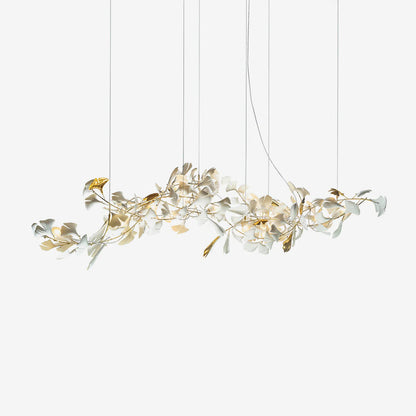 Gingko Ceramic Chandelier E by Korewolamp featuring a modern design with ceramic leaves and warm lighting.