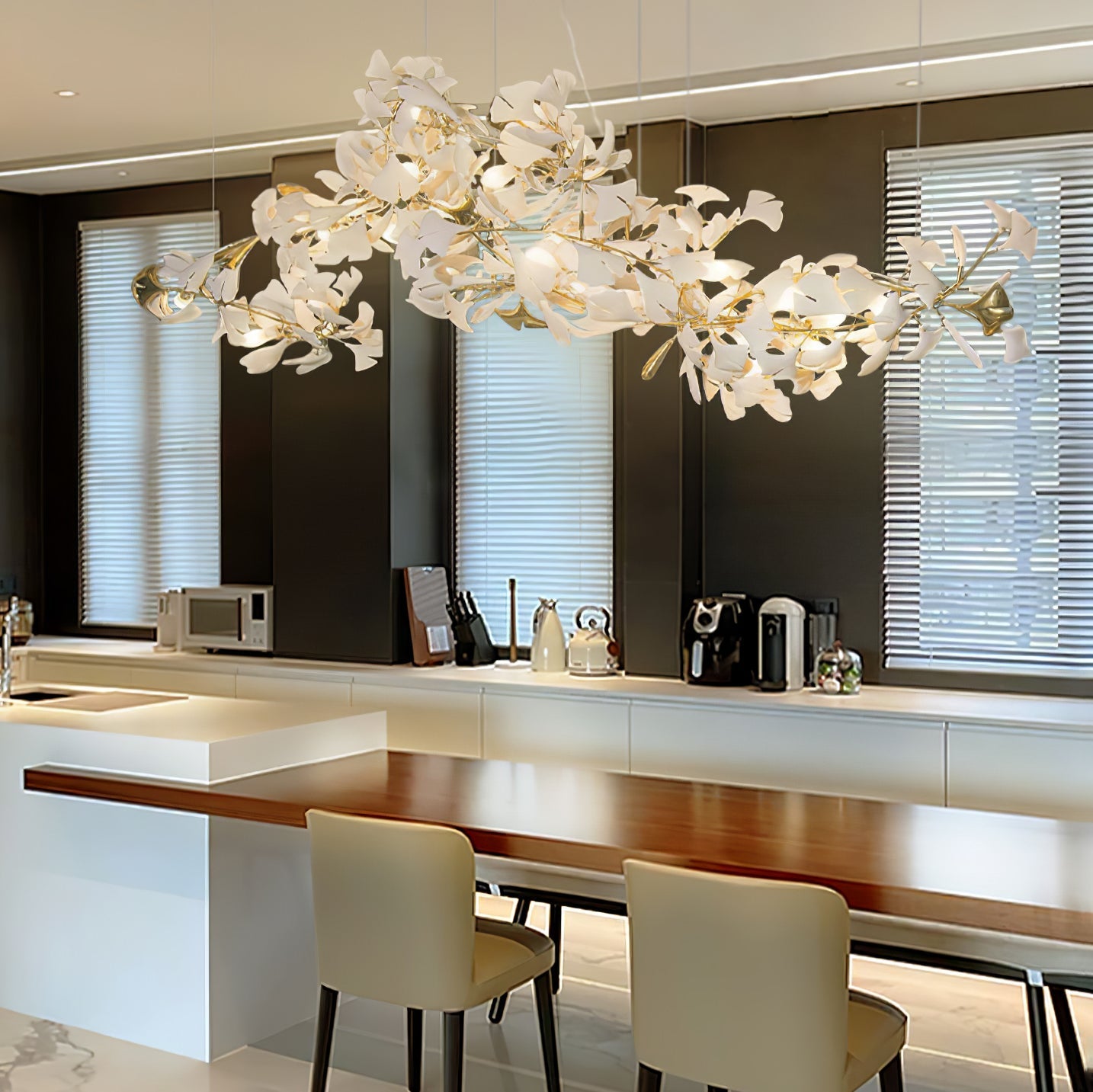 Gingko Ceramic Chandelier K by Korewolamp, featuring a modern ceramic design with multiple hanging light fixtures.