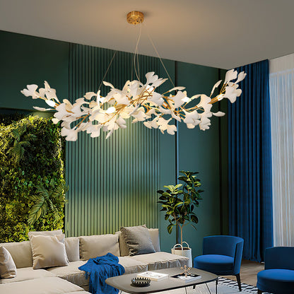 Gingko Ceramic Chandelier K by Korewolamp featuring a modern ginkgo leaf design with warm-toned ceramic petals.