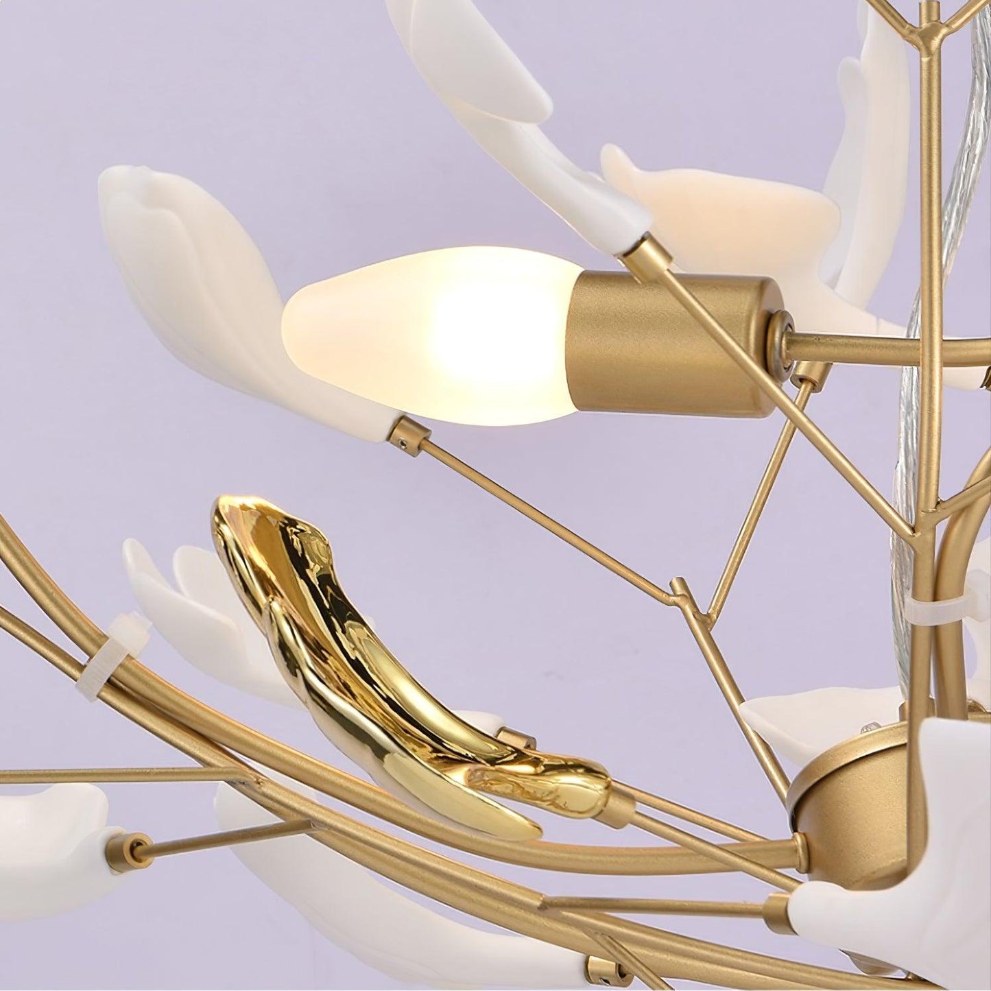 Gingko Ceramic Chandelier S by Korewolamp, showcasing a modern, white ceramic pendant with intricate leaf-inspired design.