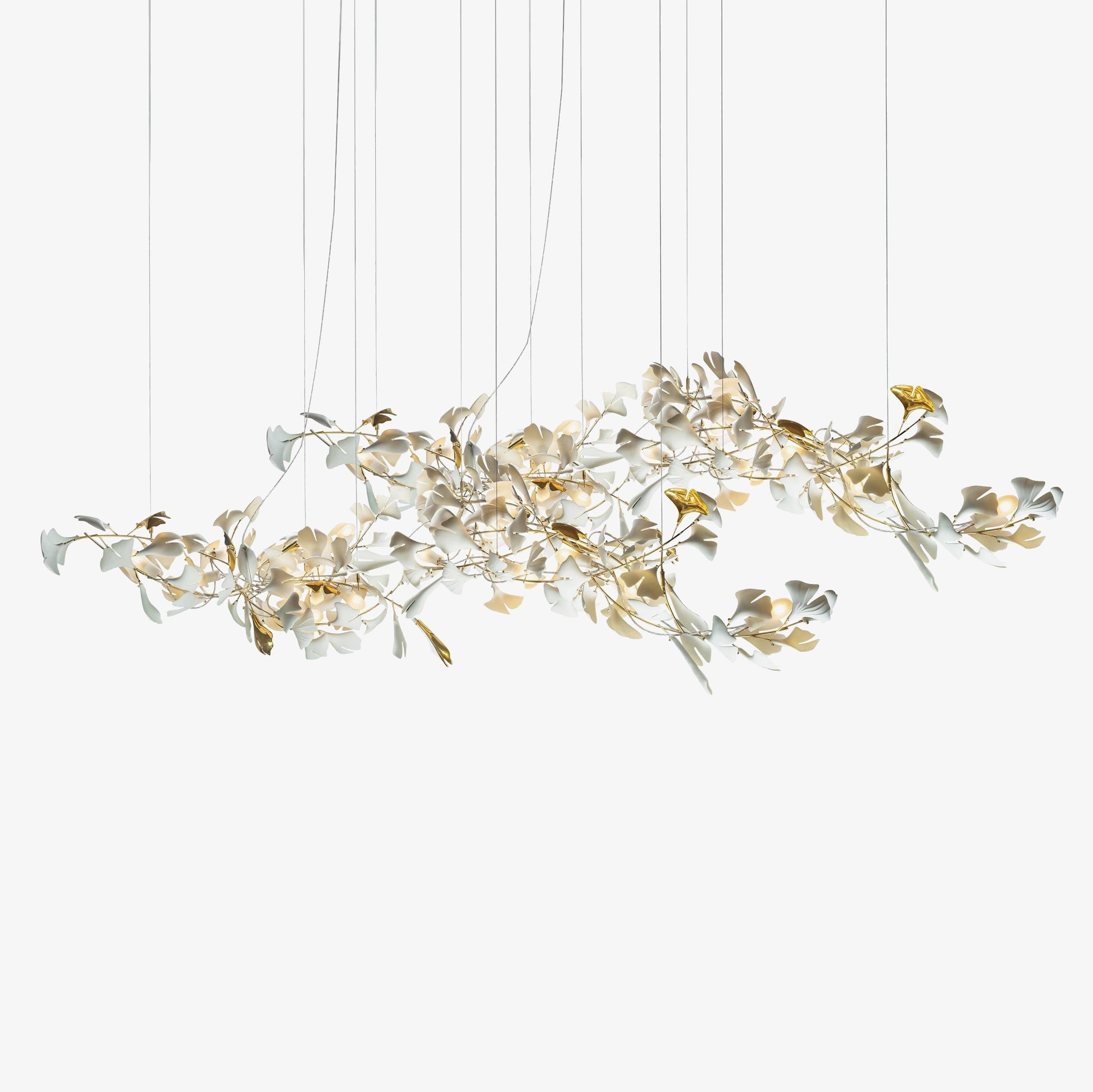 Gold White Leaves Combination Gingko Chandeliers - Nuvé