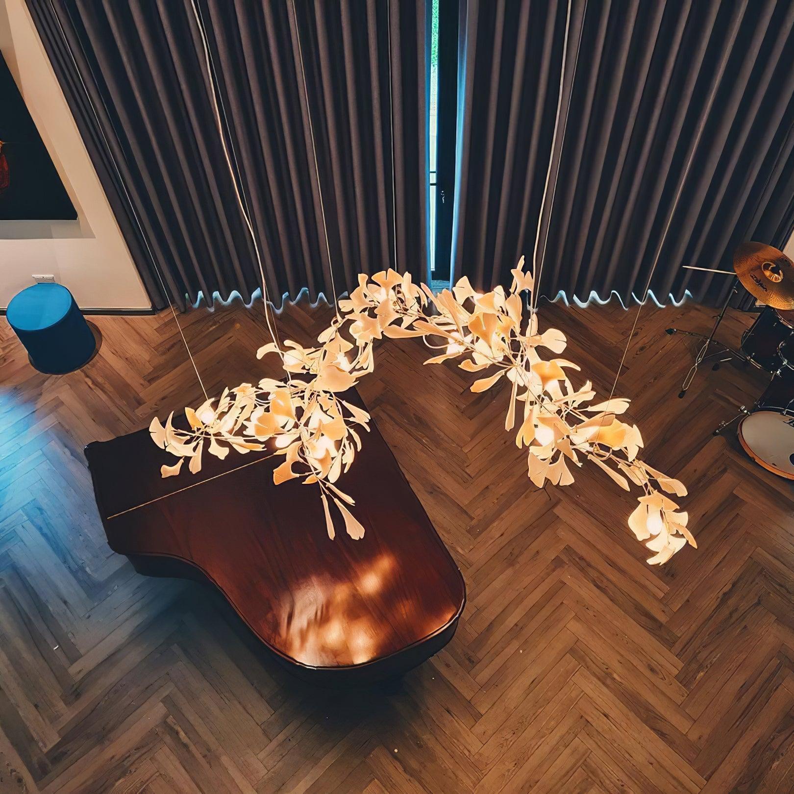 Gold White Leaves Combination Gingko Chandeliers - Nuvé