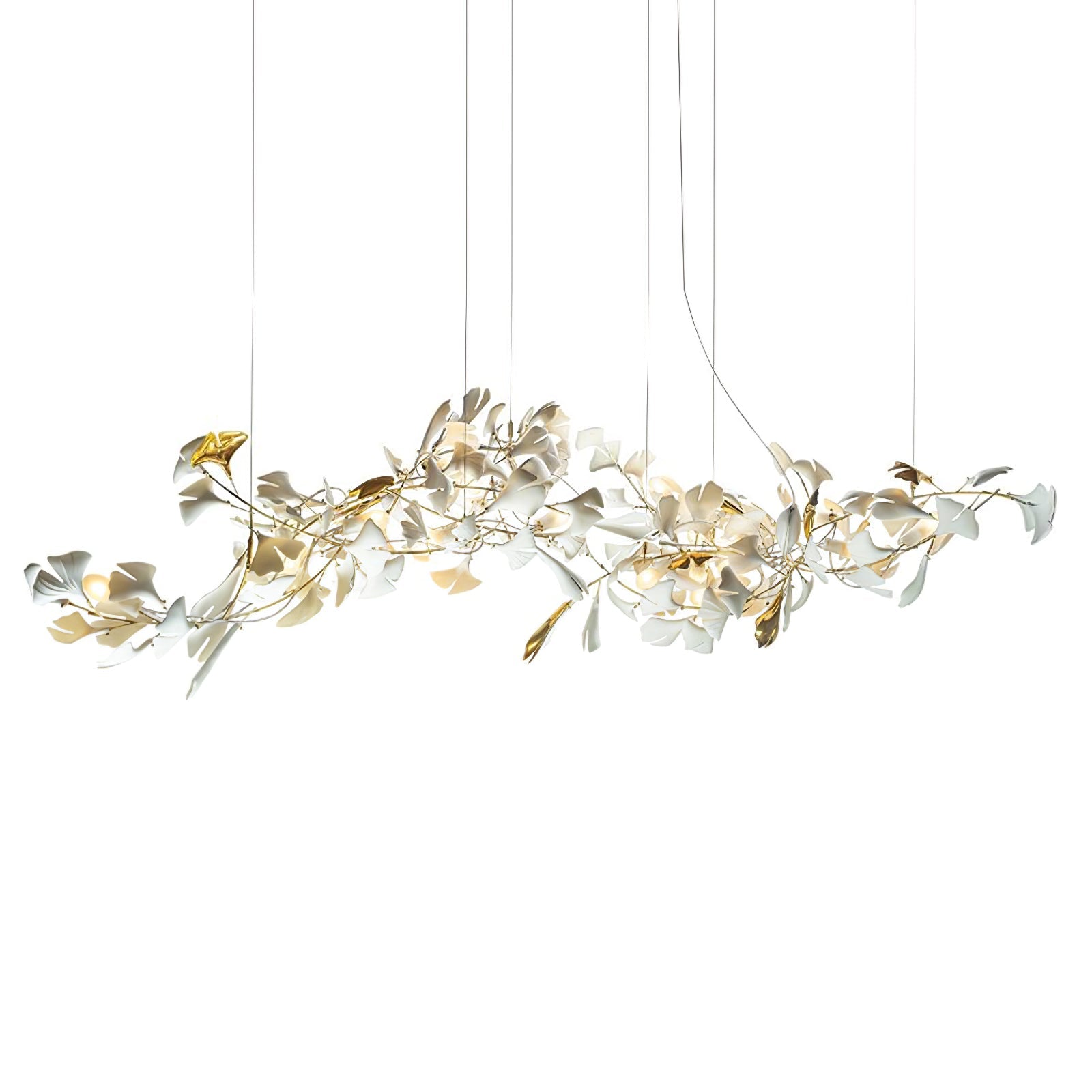 Gold White Leaves Combination Gingko Chandeliers - Nuvé