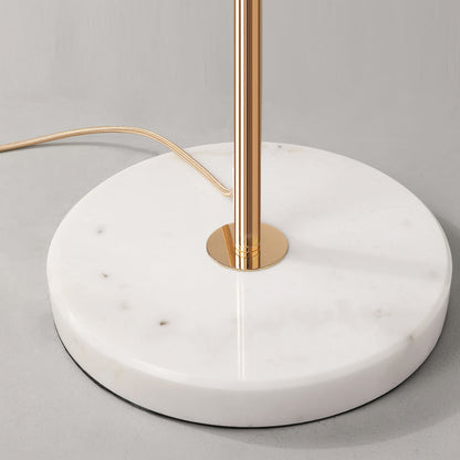 Korewolamp Gingko Floor Lamp with a sleek, modern design featuring a curved metal stand and a white fabric lampshade.