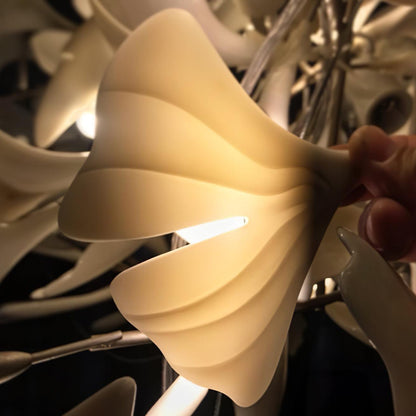 Gingko ceramic chandelier by korewolamp featuring leaf-shaped ceramic design with warm lighting for elegant interior decor