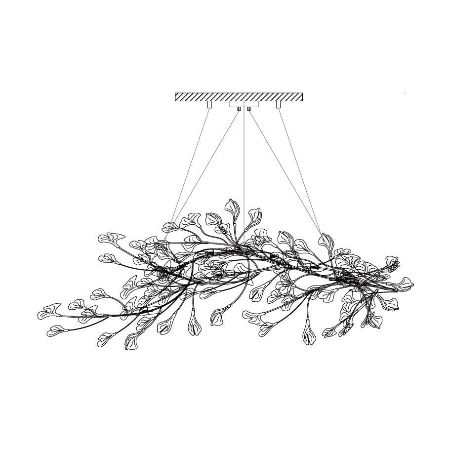Gingko ceramic chandelier by Korewolamp featuring leaf-shaped design and warm lighting for elegant interior decor