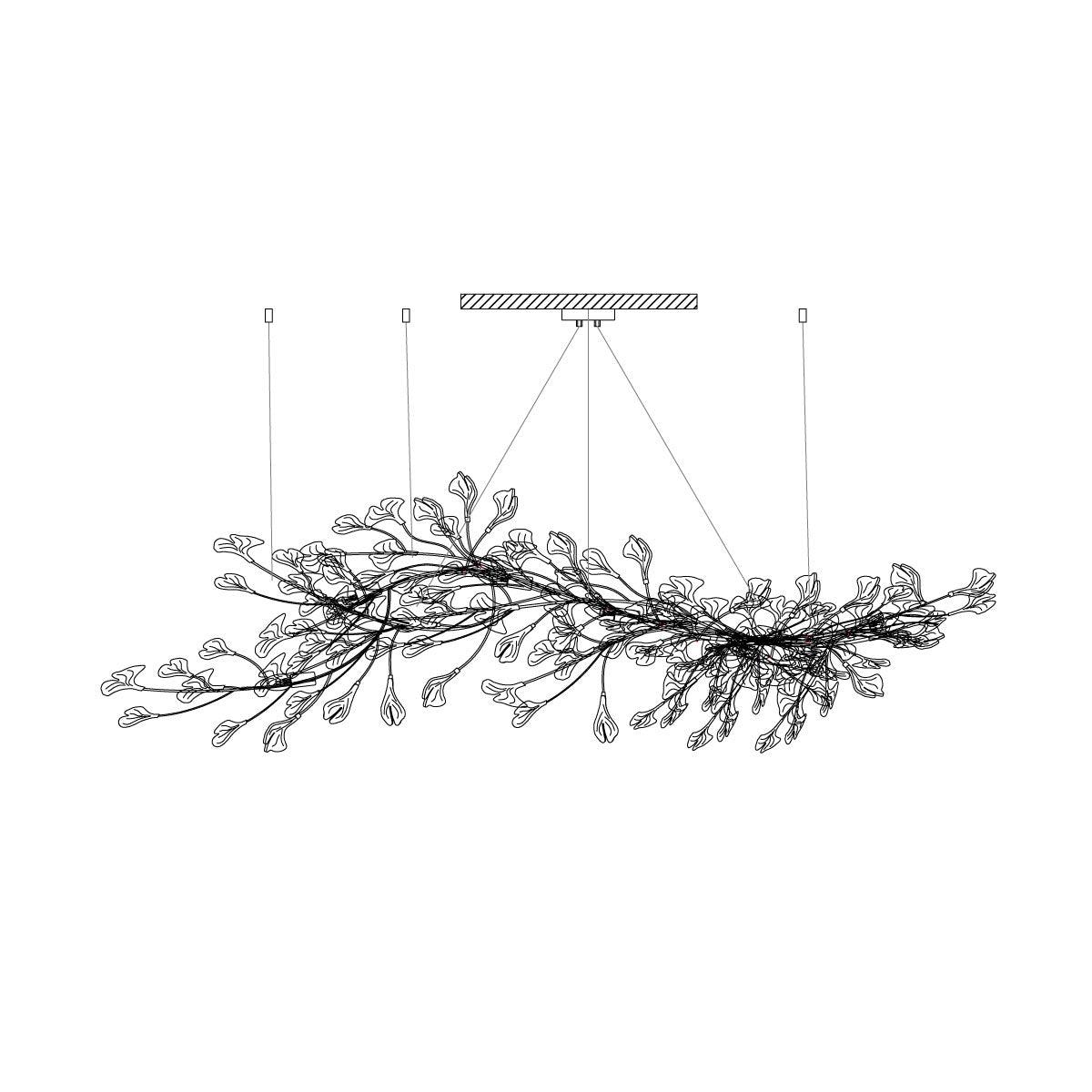 Gingko Ceramic Chandelier by Korewolamp featuring leaf-shaped ceramic design hanging as a stylish chandelier.