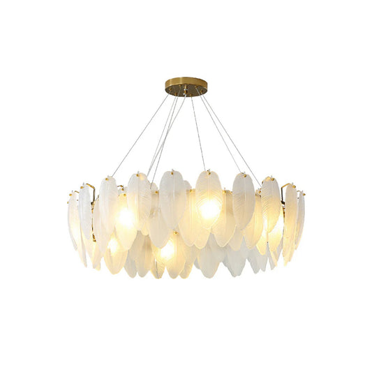 Glass Frosted Feather Chandelier - Nuvé