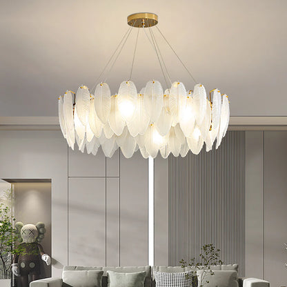 Glass Frosted Feather Chandelier - Nuvé