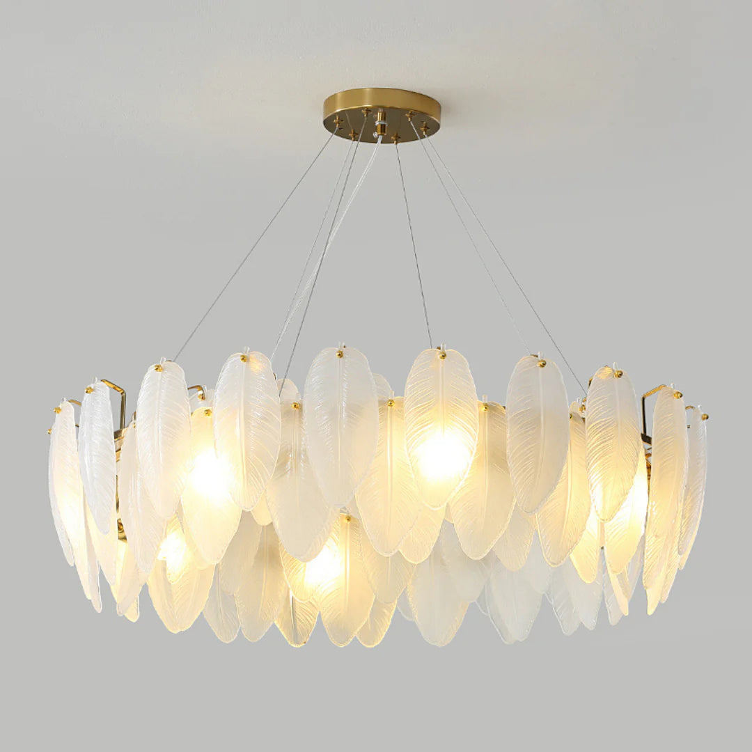 Glass Frosted Feather Chandelier - Nuvé