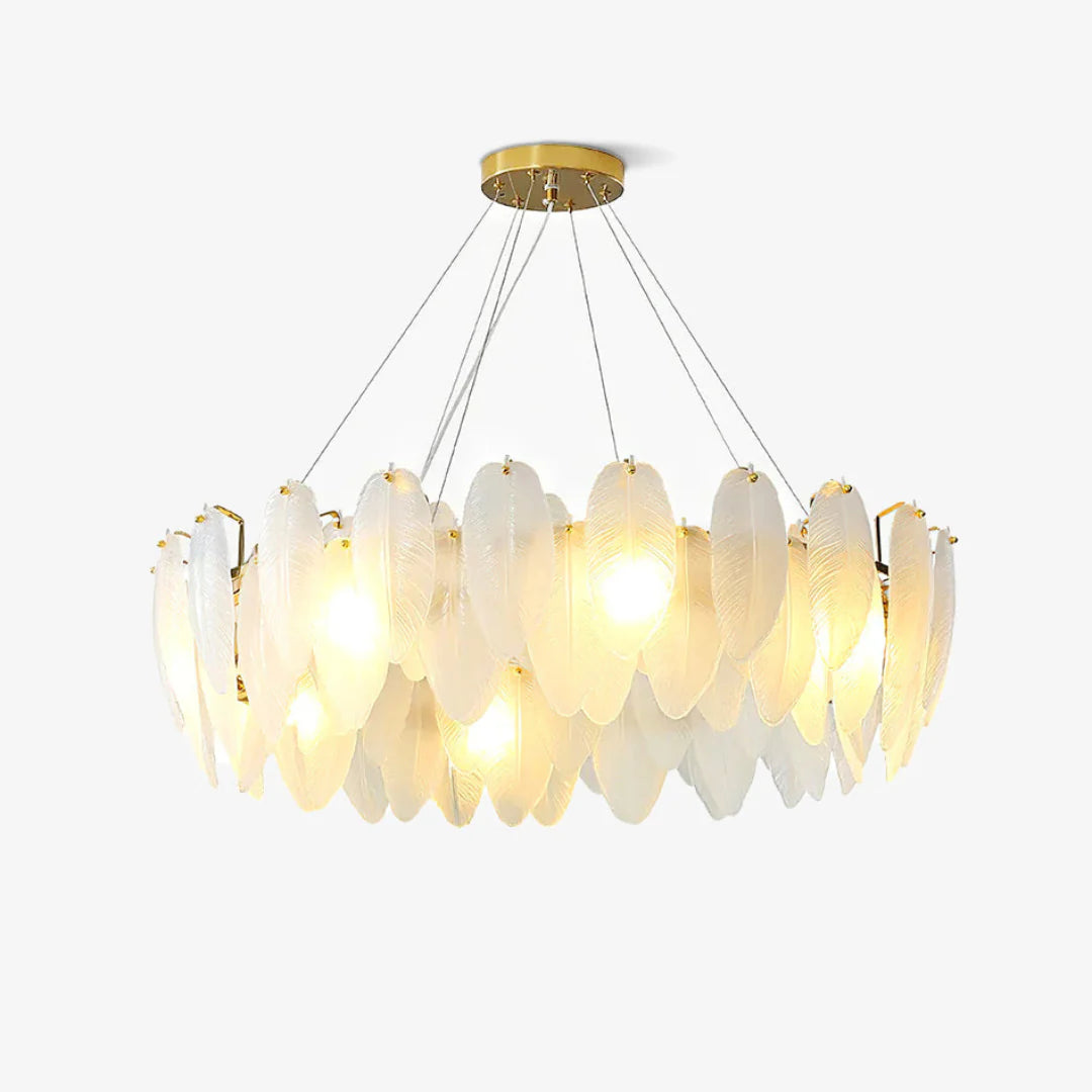 Glass Frosted Feather Chandelier - Nuvé