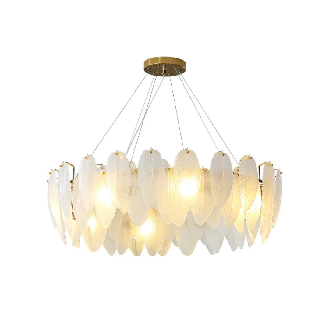 Glass Frosted Feather Chandelier - Nuvé