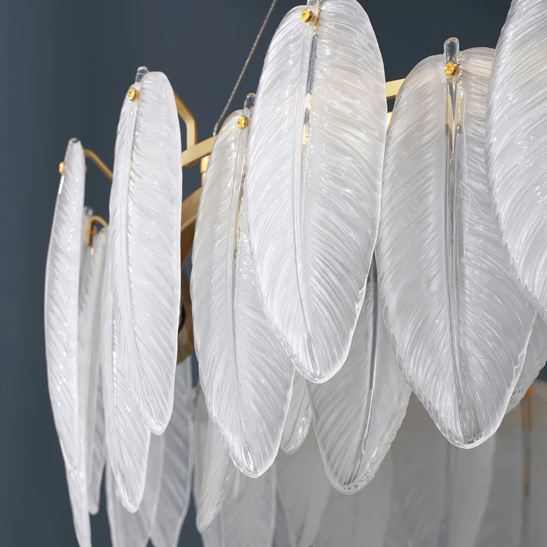 Glass Frosted Feather Chandelier - Nuvé