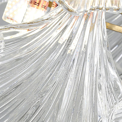 Ribbed Glass Shell Brass Chandelier - Nuvé