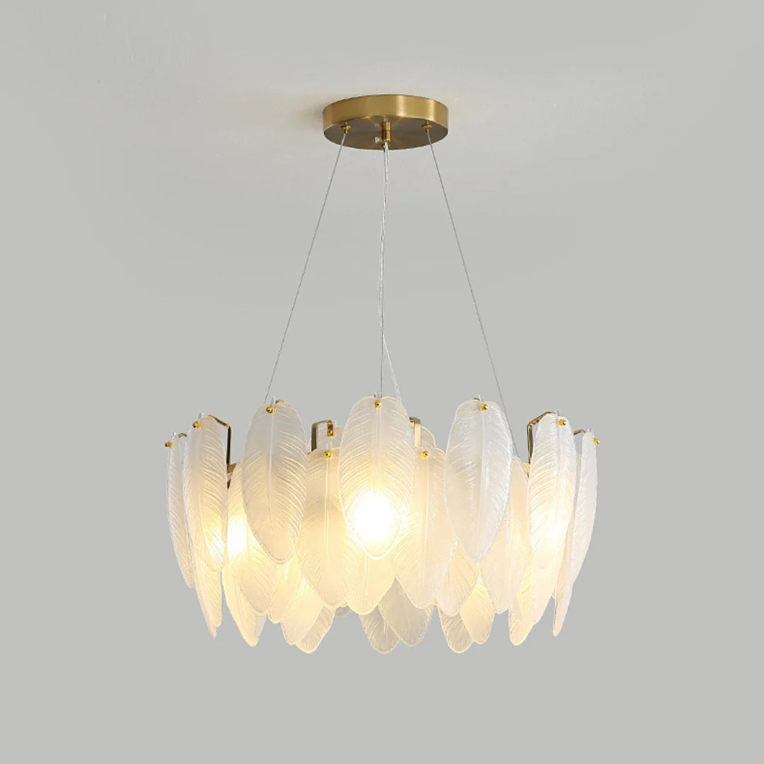 Glass Frosted Feather Chandelier - Nuvé