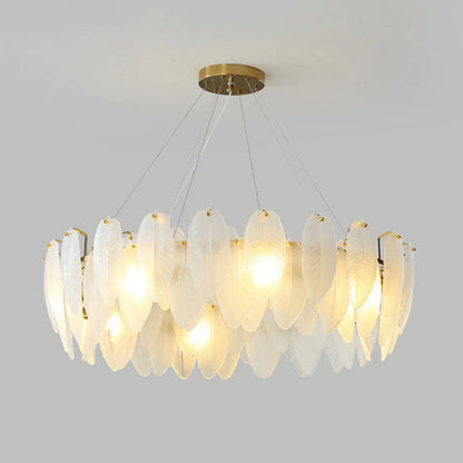 Glass Frosted Feather Chandelier - Nuvé