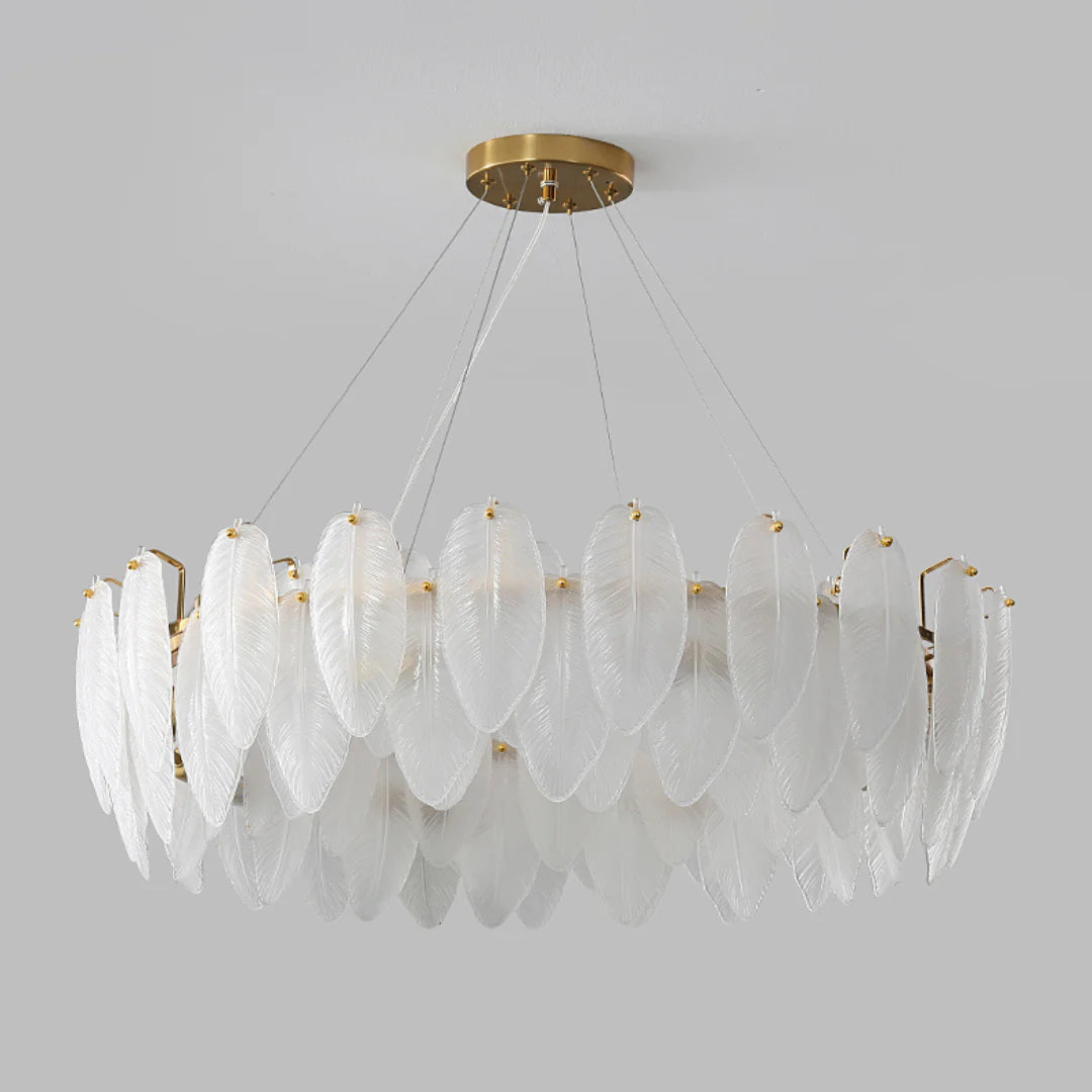 Glass Frosted Feather Chandelier - Nuvé