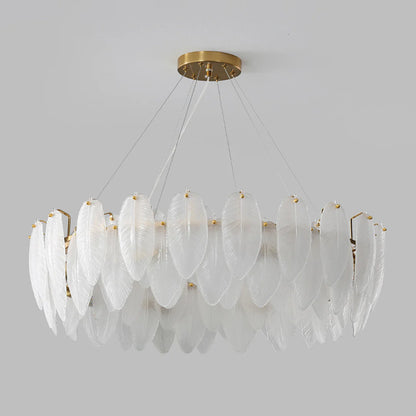 Glass Frosted Feather Chandelier - Nuvé
