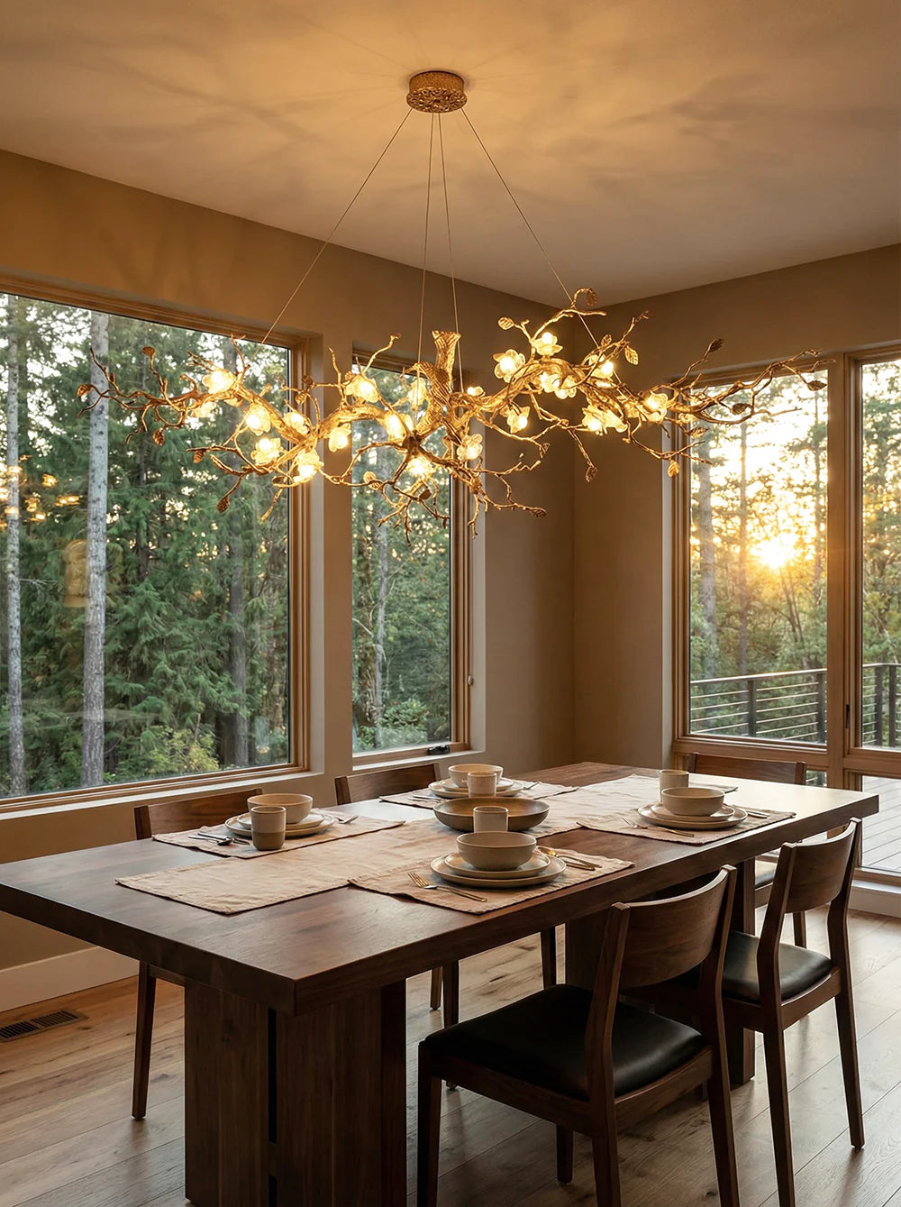 Glass Flower Tree Branch Chandelier - Nuvé