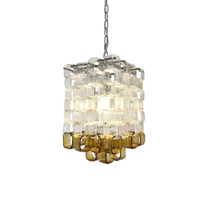 Glass Ice Cubes Transparent Amber Chandelier - Nuvé