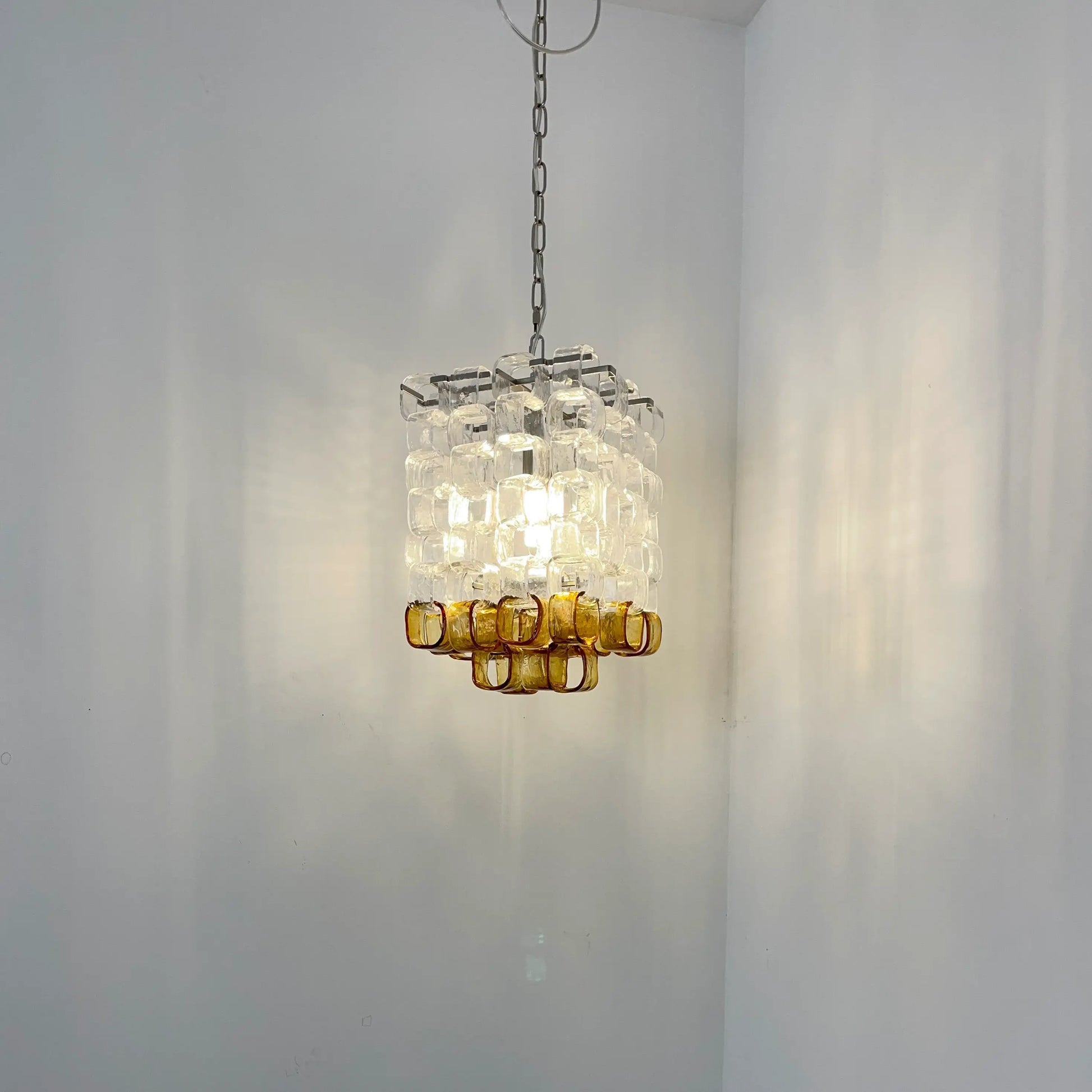 Glass Ice Cubes Transparent Amber Chandelier - Nuvé