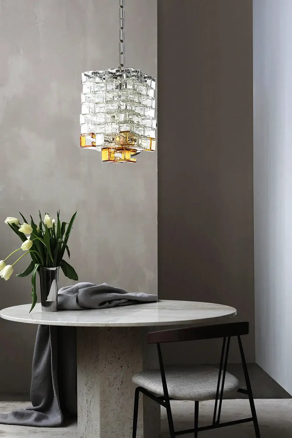 Glass Ice Cubes Transparent Amber Chandelier - Nuvé