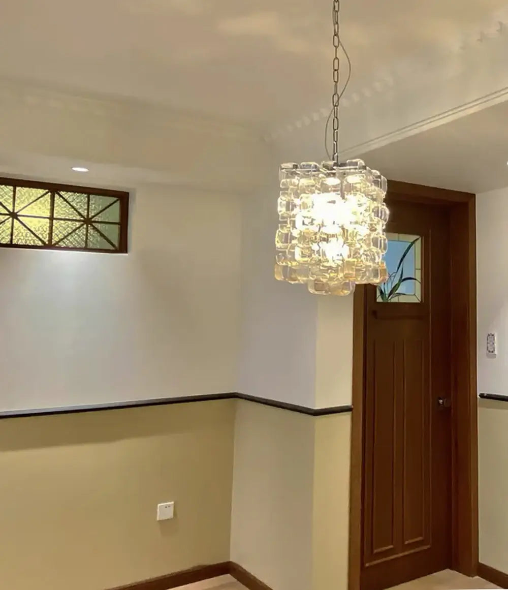 Glass Ice Cubes Transparent Amber Chandelier - Nuvé
