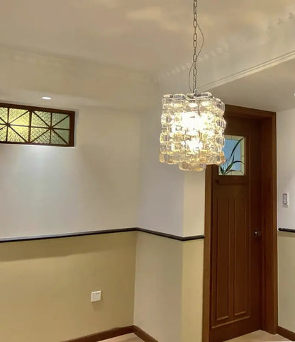 Glass Ice Cubes Transparent Amber Chandelier - Nuvé
