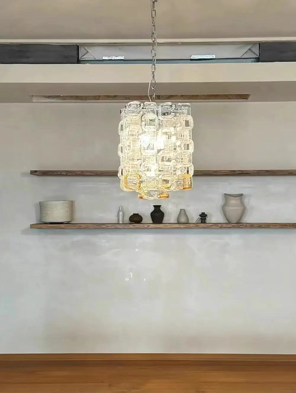 Glass Ice Cubes Transparent Amber Chandelier - Nuvé